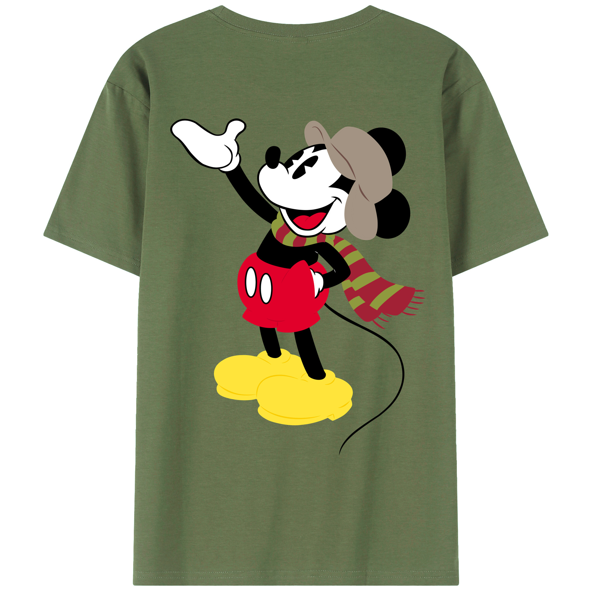 ミッキーマウス Mickey Mouse 綿100％ メンズ半袖Tシャツ（バックプリント） 通気性